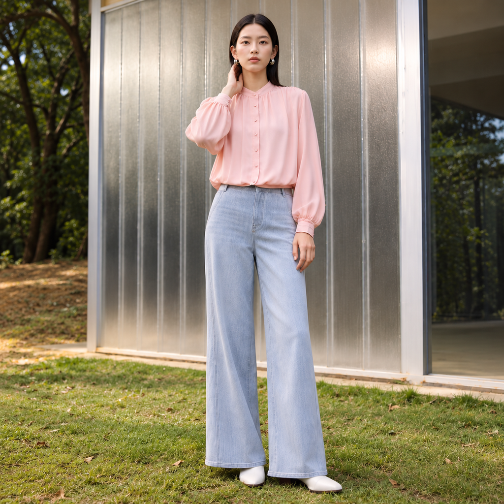 Blush Silk Chiffon Blouse