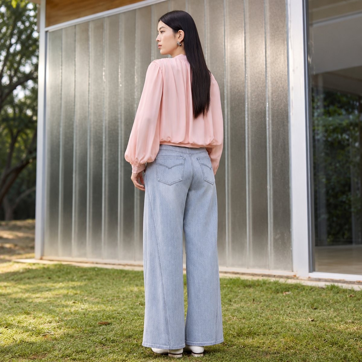 Blush Silk Chiffon Blouse
